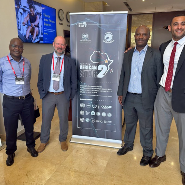 NABP's Josh Bolin with representatives from the Pharmacy and Poisons Board of Kenya, and the Uganda National Drug Authority.